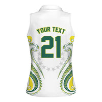Custom Rugby Cook Islands Avaiki Women Sleeveless Polo Shirt White Kuki Airani Tribal Maori Inspired - Polynesian Pride
