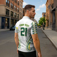 Custom Rugby Cook Islands Avaiki Zipper Polo Shirt White Kuki Airani Tribal Maori Inspired - Polynesian Pride