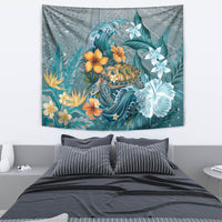Sea Turtle In The Ocean Tapestry with Polynesian Pattern Arty Style