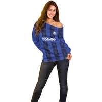 Custom Oceania Football NZ Auckland Off Shoulder Sweater Maori Tribal Pattern LT9 - Polynesian Pride