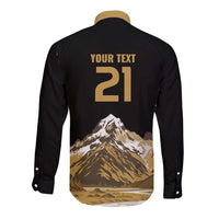 Custom Oceania Football NZ South Island Long Sleeve Button Shirt Minimal Mount Cook Silhouette LT9 - Polynesian Pride