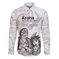 Aroha Maori Language Family Matching Off The Shoulder Long Sleeve Dress and Hawaiian Shirt Te Reo Maori Inspired Art