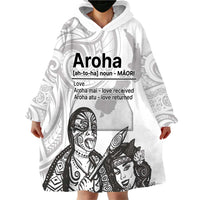 Aroha Maori Language Wearable Blanket Hoodie Te Reo Maori Inspired Art