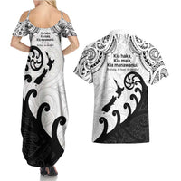 Kia Haka Maori language Couples Matching Summer Maxi Dress and Hawaiian Shirt Te Reo Maori Inspired Art