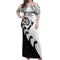 Kia Haka Maori language Off Shoulder Maxi Dress Te Reo Maori Inspired Art