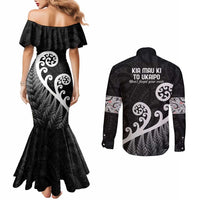 Kia Mau Ki To Ukaipo Couples Matching Mermaid Dress and Long Sleeve Button Shirt Te Reo Maori Koru Fern Art