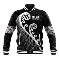 Kia Ora Maori Language Baseball Jacket Te Reo Maori Koru Fern Art LT9 Unisex Black - Polynesian Pride