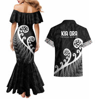 Kia Ora Maori Language Couples Matching Mermaid Dress and Hawaiian Shirt Te Reo Maori Koru Fern Art