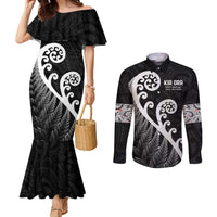 Kia Ora Maori Language Couples Matching Mermaid Dress and Long Sleeve Button Shirt Te Reo Maori Koru Fern Art