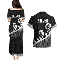 Kia Ora Maori Language Couples Matching Puletasi and Hawaiian Shirt Te Reo Maori Koru Fern Art