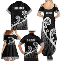 Kia Ora Maori Language Family Matching Summer Maxi Dress and Hawaiian Shirt Te Reo Maori Koru Fern Art