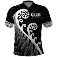 Kia Ora Maori Language Polo Shirt Te Reo Maori Koru Fern Art LT9 Black - Polynesian Pride