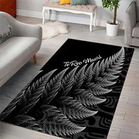 New Zealand Te Reo Māori Area Rug Simple Black Fern