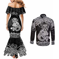 Te Reo Maori Tiki Inspired Art Couples Matching Mermaid Dress and Long Sleeve Button Shirt