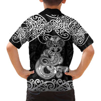 Te Reo Maori Tiki Inspired Art Family Matching Off The Shoulder Long Sleeve Dress and Hawaiian Shirt LT9 - Polynesian Pride