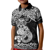 Te Reo Maori Tiki Inspired Art Kid Polo Shirt LT9 Kid Black - Polynesian Pride