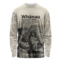 Whanau Maori Language Long Sleeve Shirt Te Reo Maori Inspired Art LT9 Unisex Nude - Polynesian Pride