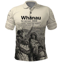 Whanau Maori Language Polo Shirt Te Reo Maori Inspired Art LT9 Nude - Polynesian Pride