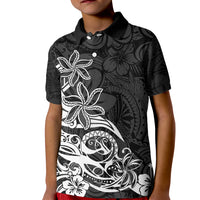 Polynesian Sunset Plumeria Kid Polo Shirt Pacific Island Tribal Black Style LT9 Kid Black - Polynesian Pride