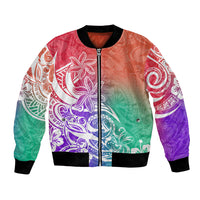 Polynesian Sunset Plumeria Bomber Jacket Pacific Island Tribal Blossom Style LT9 Unisex Blossom - Polynesian Pride