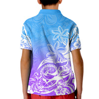 Polynesian Sunset Plumeria Kid Polo Shirt Pacific Island Tribal Blue Style LT9 - Polynesian Pride