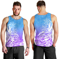 Polynesian Sunset Plumeria Men Tank Top Pacific Island Tribal Blue Style LT9 - Polynesian Pride
