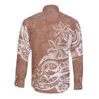Polynesian Sunset Plumeria Long Sleeve Button Shirt Pacific Island Tribal Nude Style LT9 - Polynesian Pride