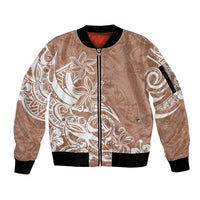 Polynesian Sunset Plumeria Sleeve Zip Bomber Jacket Pacific Island Tribal Nude Style LT9 Unisex Nude - Polynesian Pride