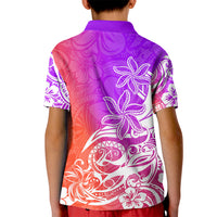 Polynesian Sunset Plumeria Kid Polo Shirt Pacific Island Tribal Purple Style LT9 - Polynesian Pride