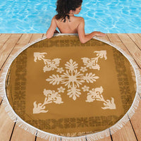 Hawaiian Quilt Block Design Beach Blanket Gold Hawaii Culture Motifs - Polynesian Pride