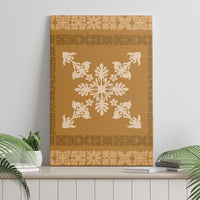 Hawaiian Quilt Block Design Canvas Wall Art Gold Hawaii Culture Motifs - Polynesian Pride