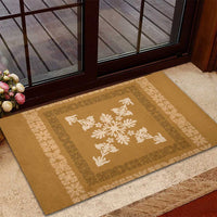 Hawaiian Quilt Block Design Rubber Doormat Gold Hawaii Culture Motifs - Polynesian Pride