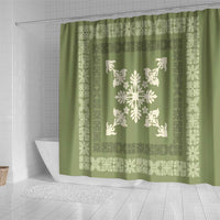 Hawaiian Quilt Block Design Shower Curtain Lime Hawaii Culture Motifs - Polynesian Pride
