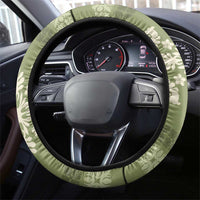 Hawaiian Quilt Block Design Steering Wheel Cover Lime Hawaii Culture Motifs - Polynesian Pride