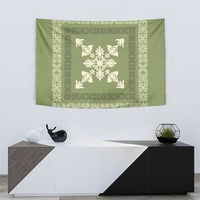 Hawaiian Quilt Block Design Tapestry Lime Hawaii Culture Motifs - Polynesian Pride