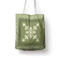 Hawaiian Quilt Block Design Tote Bag Lime Hawaii Culture Motifs - Polynesian Pride