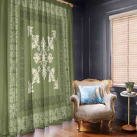 Hawaiian Quilt Block Design Window Curtain Lime Hawaii Culture Motifs - Polynesian Pride