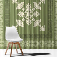 Hawaiian Quilt Block Design Window Curtain Lime Hawaii Culture Motifs - Polynesian Pride