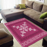 Hawaiian Quilt Block Design Area Rug Pink Hawaii Culture Motifs - Polynesian Pride