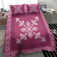 Hawaiian Quilt Block Design Bedding Set Pink Hawaii Culture Motifs - Polynesian Pride