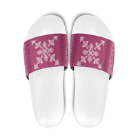 Hawaiian Quilt Block Design Slide Sandals Pink Hawaii Culture Motifs - Polynesian Pride