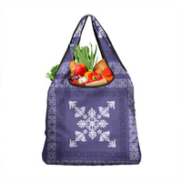 Hawaiian Quilt Block Design Grocery Bag Purple Hawaii Culture Motifs - Polynesian Pride