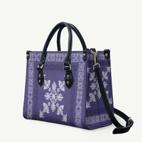 Hawaiian Quilt Block Design Leather Bag Purple Hawaii Culture Motifs - Polynesian Pride