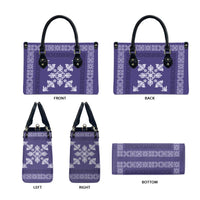 Hawaiian Quilt Block Design Leather Bag Purple Hawaii Culture Motifs - Polynesian Pride