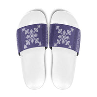 Hawaiian Quilt Block Design Slide Sandals Purple Hawaii Culture Motifs - Polynesian Pride