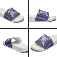 Hawaiian Quilt Block Design Slide Sandals Purple Hawaii Culture Motifs - Polynesian Pride