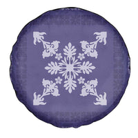 Hawaiian Quilt Block Design Spare Tire Cover Purple Hawaii Culture Motifs - Polynesian Pride