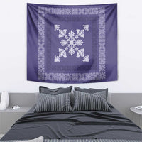 Hawaiian Quilt Block Design Tapestry Purple Hawaii Culture Motifs - Polynesian Pride