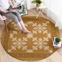 Hawaiian Quilt Pattern Round Carpet Gold Hawaii Culture Tropical - Polynesian Pride