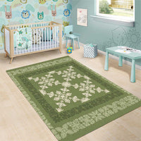 Hawaiian Quilt Pattern Area Rug Lime Hawaii Culture Tropical - Polynesian Pride